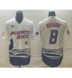 Men's Puerto Rico Baseball #8 Eddie Rosario 2023 White World Classic Stitched Jerseys