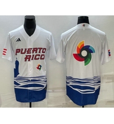 Men's Puerto Rico Baseball Big Logo White 2023 World Baseball Classic Stitched Jerseys