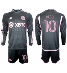 Men Inter Miami CF 10 Lionel Messi 2023 24 Black Away Soccer Jersey Suit