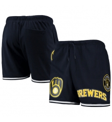 Men Milwaukee Brewers Navy Team Logo Mesh Shorts