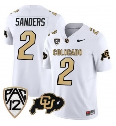 Colorado Buffaloes #2 Shedeur Sanders White 2023 FUSE Stitched Football Jersey