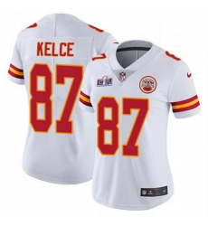 Women Kansas City Chiefs 87 Travis Kelce White Vapor Untouchable Limited Stitched Football 2024 Super Bowl LVIII Jersey