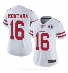 Women NFL San Francisco 49ers 16 Joe Montana White Vapor Untouchable Limited Stitched 2024 Super Bowl LVIII Jersey