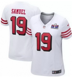 Women San Francisco 49ers 19 Deebo Samuel White Throwback 2023 F U S E   Vapor Untouchable Limited Stitched Football 2024 Super Bowl LVIII Jersey