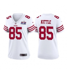 Women San Francisco 49ers 85 George Kittle White 2023 F U S E  Vapor Untouchable Limited Stitched Football 2024 Super Bowl LVIII Jersey