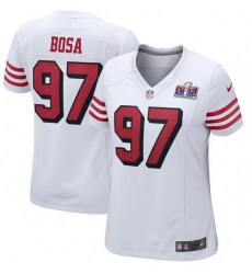 Women San Francisco 49ers 97 Nick Bosa White Throwback 2023 F U S E  Vapor Untouchable Limited Stitched Football 2024 Super Bowl LVIII Jersey