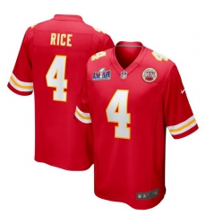 Men Kansas City Chiefs 4 Rashee Rice Red 2023 F U S E  Vapor Untouchable Limited Stitched 2024 Super Bowl LVIII Jersey