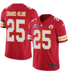 Men Nike Kansas City Chiefs 25 Clyde Edwards Helaire Red Team Color Bound Stitched NFL Vapor Untouchable Limited 2024 Super Bowl LVIII Jersey