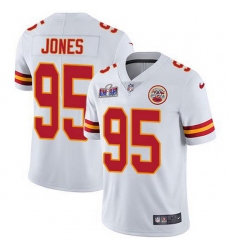 Men Nike Kansas City Chiefs 95 Chris Jones White Bound Stitched NFL Vapor Untouchable Limited 2024 Super Bowl LVIII Jersey