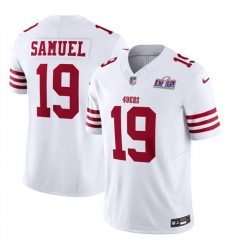 Men San Francisco 49ers 19 Deebo Samuel White Throwback 2023 F U S E  Vapor Untouchable Limited Stitched Football 2024 Super Bowl LVIII Jersey