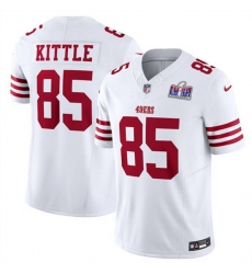 Men San Francisco 49ers 85 George Kittle White 2023 F U S E  Vapor Untouchable Limited Stitched Football 2024 Super Bowl LVIII Jersey