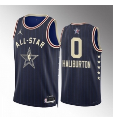 Men 2024 All Star 0 Tyrese Haliburton Navy Stitched Basketball Jersey