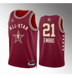 Men 2024 All Star 21 Joel Embiid Crimson Stitched Basketball Jersey