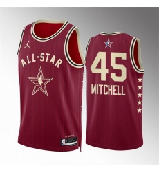 Men 2024 All Star 45 Donovan Mitchell Crimson Stitched Basketball Jersey