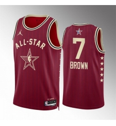 Men 2024 All Star 7 Jaylen Brown Crimson Stitched Basketball Jersey