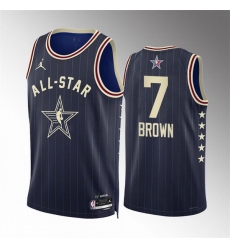 Men 2024 All Star 7 Jaylen Brown Navy Stitched Basketball Jersey