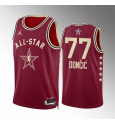 Men 2024 All Star 77 Luka Don u010Di u0107 Crimson Stitched Basketball Jersey