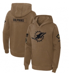 Youth Miami Dolphins 2023 Brown Salute To Service Pullover Hoodie