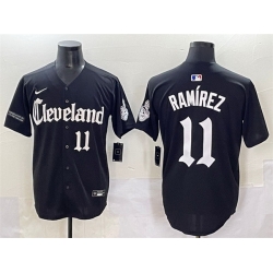 Men Cleveland Guardians 11 Jos E9 Ram EDrez Black Gothic Vapor Premier Limited Stitched Baseball Jersey