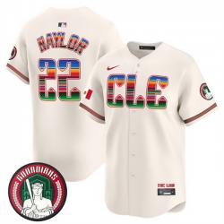 Men Cleveland Guardians 22 Josh Naylor Cream Mexico Vapor Premier Limited Stitched Baseball Jersey