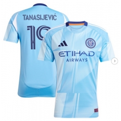 Men's New York City FC Strahinja Tanasijević adidas Light Blue 2025 The Excelsior Kit Replica Player Jersey