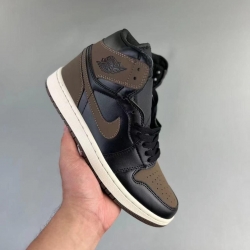 Women Nike Air Jordan 1 Black Brown Basketball Shoes