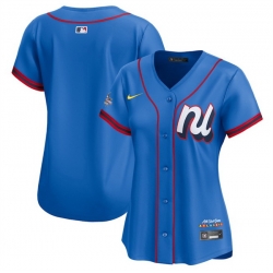 Women National League Blank Blue 2025 All Star Limited Stitched Baseball Jersey 