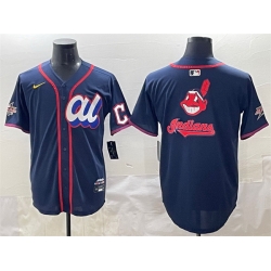 Men American League Cleveland Guardians Team Big Logo Navy 2025 All Star Edition Limited Stitched Baseball Jersey