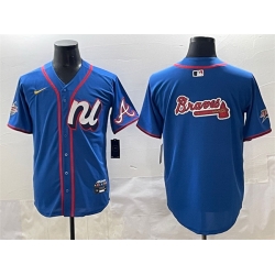 Men National League Atlanta Braves Team Big Logo Blue 2025 All Star Edition Limited Stitched Baseball Jersey