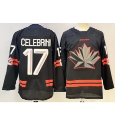Men Canada Hockey #17 Macklin Celebrini Black Stitched Jersey Men Canada Hockey #17 Macklin Celebrini Black Stitched Jersey