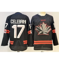 Men Canada Hockey 17 Macklin Celebrini Black Stitched Jersey
