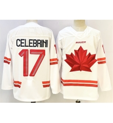 Men Canada Hockey 17 Macklin Celebrini White Stitched Jersey Men Canada Hockey 17 Macklin Celebrini White Stitched Jersey