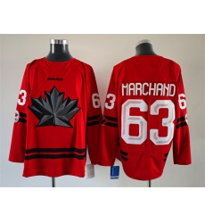 Men Canada Hockey  63 Brad Marchand Red Stitched Jersey