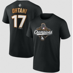 Men Los Angeles Dodgers 17 Shohei Ohtani Black 2025 World Series Champions Name  26 Number T Shirt