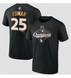 Men Los Angeles Dodgers 25 Tommy Edman Black 2025 World Series Champions Name  26 Number T Shirt