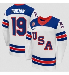 Men USA 19 Matthew Tkachuk White 2026 Stitched Jersey