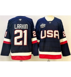Men's USA #21 Dylan Larkin Blue 2026 Stitched Jersey