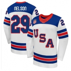 Men's USA 29 BROCK NELSON White 2026 Stitched Hockey Jerseys
