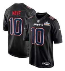 Drake Maye New England Patriots Nike Super Bowl LX Patch Carbon Fashion Game Jersey Black