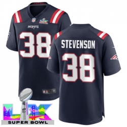 Men Women youth New England Patriots #38 Rhamondre Stevenson 2025 2026 Super Bowl LX F U S E Stitched NFL Jersey Blue