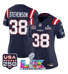 Women New England Patriots 38 Rhamondre Stevenson Navy 2025 F U S E Super Bowl LX Patch And USA 250 27 Patch Vapor Limited Football Stitched Jersey Women New England Patriots 38 Rhamondre Stevenson Navy 2025 F U S E Super Bowl LX Patch And USA 250 27 Patch Vapor Limited Football Stitched Jersey
