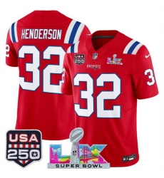 Youth New England Patriots 32 TreVeyon Henderson Red 2025 F U S E Super Bowl LX USA 250 Patch Vapor Limited Stitched Football Jersey Youth New England Patriots 32 TreVeyon Henderson Red 2025 F U S E Super Bowl LX USA 250 Patch Vapor Limited Stitched Football Jersey