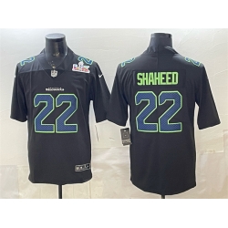 Men Seattle Seahawks 22 Rashid Shaheed Black 2025 Super Bowl LX Patch Carbon Fashion Vapor Untouchable Limited Stitched Football Jersey