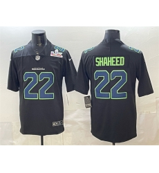 Men Seattle Seahawks 22 Rashid Shaheed Black 2025 Super Bowl LX Patch Carbon Fashion Vapor Untouchable Limited Stitched Football Jersey
