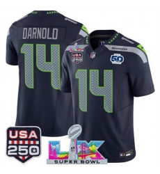 Youth Seattle Seahawks 14 Sam Darnold Navy 2025 F U S E Super Bowl LX Patch And 50th Season USA 250 Patch Vapor Limited Stitched Football Jersey Youth Seattle Seahawks 14 Sam Darnold Navy 2025 F U S E Super Bowl LX Patch And 50th Season USA 250 Patch Vapor Limited Stitched Football Jersey