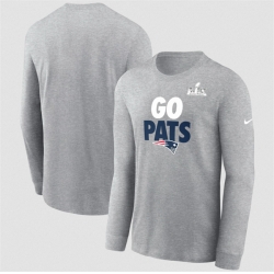 Men New England Patriots Heather Gray 2025 Super Bowl LX Fast As Fast Gets Long Sleeve T Shirt