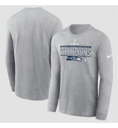 Men Seattle Seahawks Heather Gray 2025 NFC Champions Locker Room Trophy Collection Long Sleeve T Shirt
