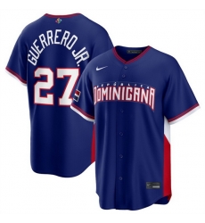 Men Dominican Republic Baseball  27 Vladimir Guerrero Jr  Navy 2026 World Baseball Classic Road Stadium Stitched Jersey