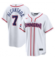 Men Dominican Republic Baseball 7 Sandy Alcantara White 2026 World Baseball Classic Home Stadium Stitched Jersey Men Dominican Republic Baseball 7 Sandy Alcantara White 2026 World Baseball Classic Home Stadium Stitched Jersey