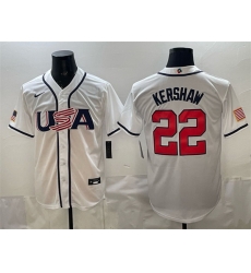 Men USA Baseball 22 Clayton Kershaw White 2026 World Baseball Classic Home Stadium Stitched Jersey Men USA Baseball 22 Clayton Kershaw White 2026 World Baseball Classic Home Stadium Stitched Jersey